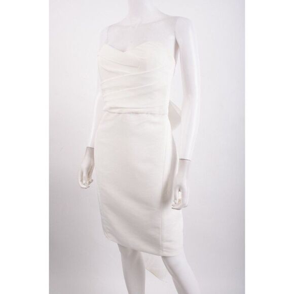 Amsale Womans Bridal Dress Size 4 White Strapless Large Bow Sweetheart Neck NWT - Picture 5 of 8